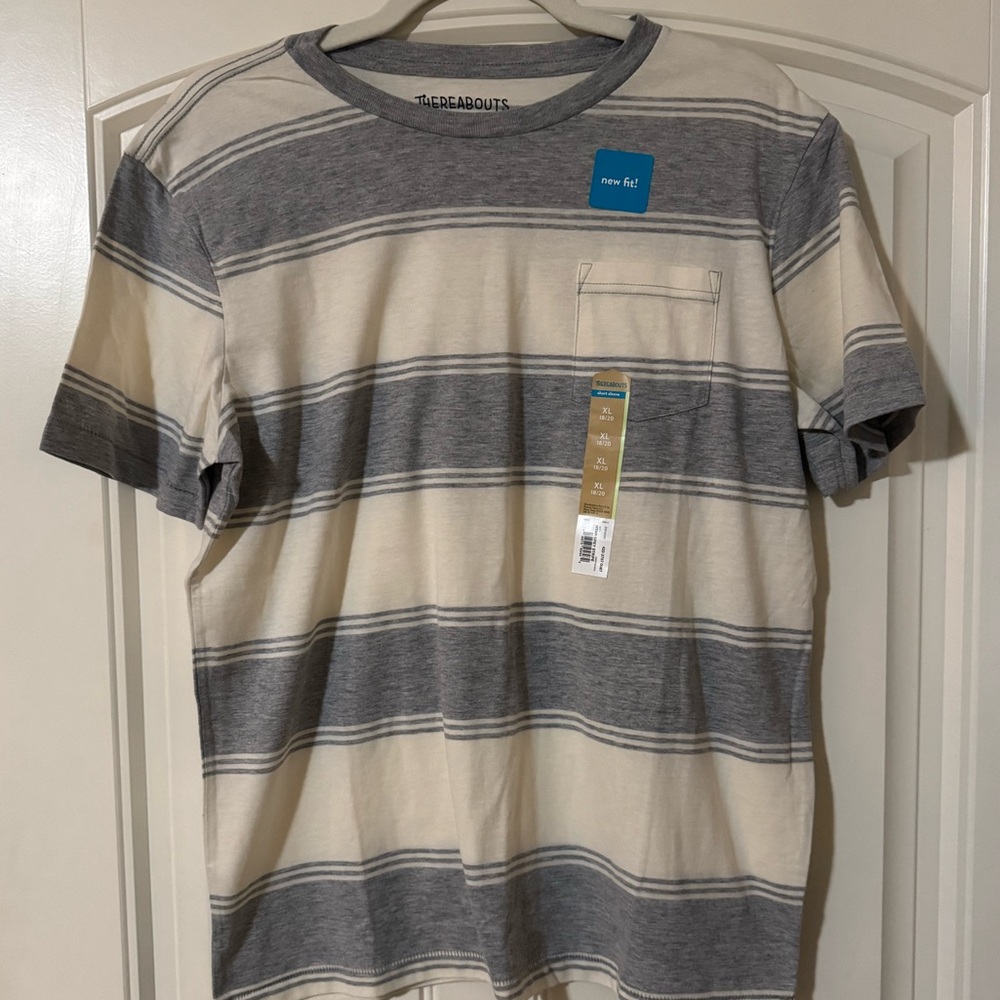 Kids Gray and Cream Striped T-Shirt